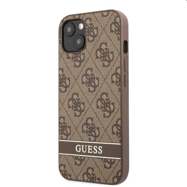 Zadný kryt Guess PU 4G Stripe pre Apple iPhone 13 mini, hnedá