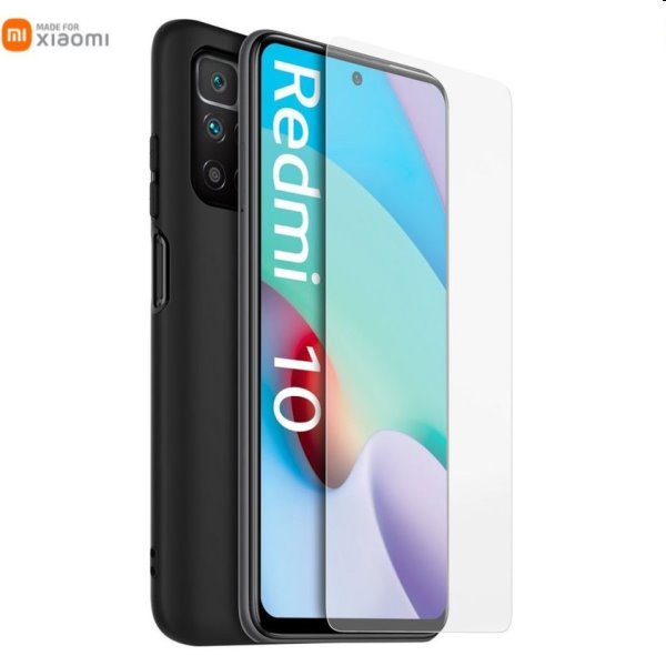 Made for Xiaomi TPU puzdro + ochranné sklo pre Xiaomi Redmi 10/10 2022, čierne