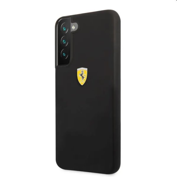 Zadný kryt Ferrari Liquid Silicone Metal Logo pre Samsung Galaxy S22 Plus, čierna 57983107867