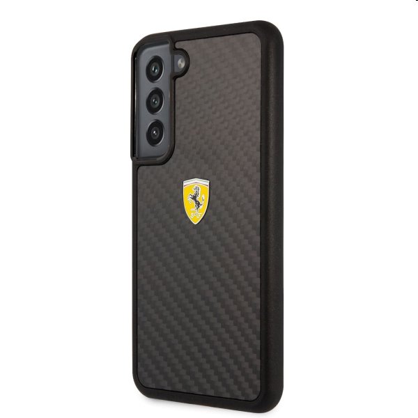 Zadný kryt Ferrari Real Carbon pre Samsung Galaxy S22, čierna