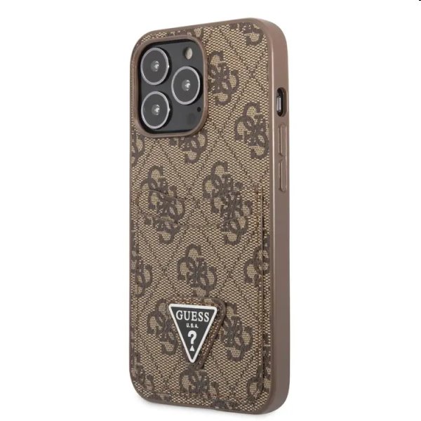 Puzdro Guess 4G Saffiano Double Card pre Apple iPhone 13 Pro, hnedé
