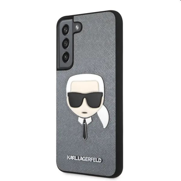 Zadný kryt Karl Lagerfeld PU Saffiano Karl Head pre Samsung Galaxy S22 Plus, strieborná