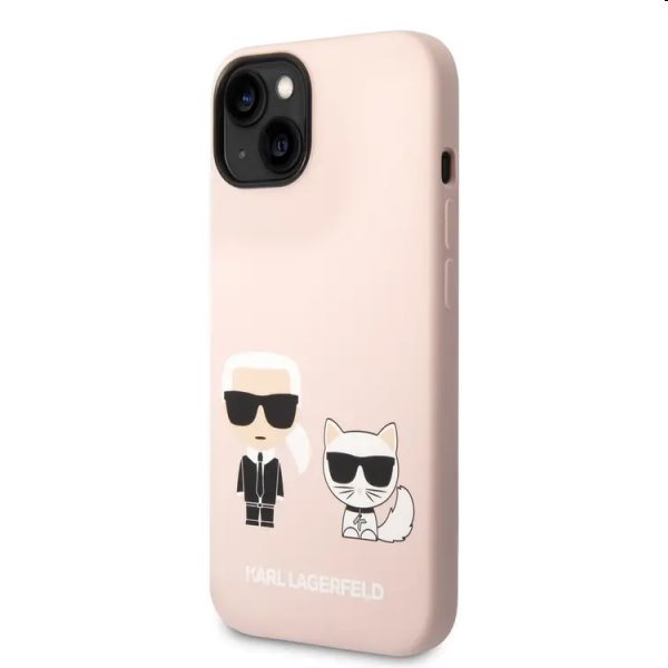 Zadný Karl Lagerfeld and Choupette Liquid Silicone pre Apple iPhone 14, ružová Zadný Karl Lagerfeld and Choupette Liquid Silicone pre Apple iPhone 14, ružová