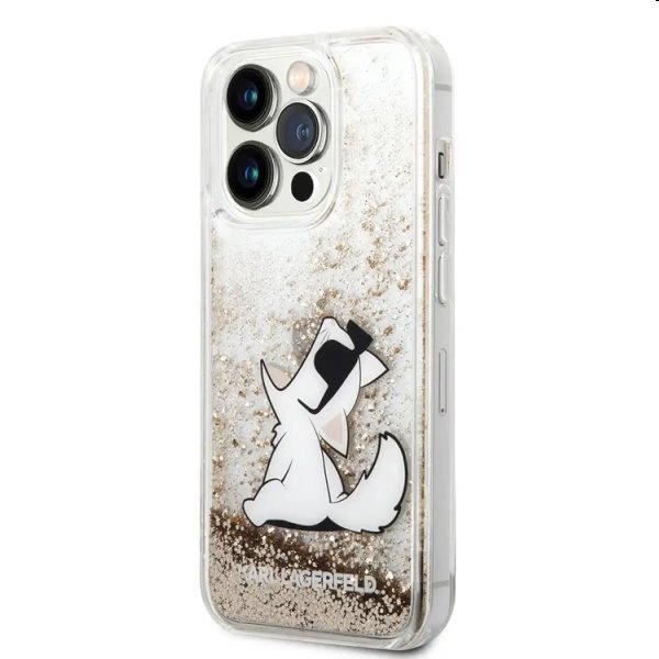 Puzdro Karl Lagerfeld Liquid Glitter Choupette Eat pre Apple iPhone 14 Pro, zlaté 57983111460