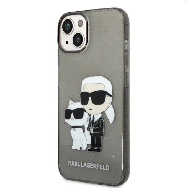 Puzdro Karl Lagerfeld IML Glitter Karl and Choupette NFT pre Apple iPhone 14, čierne