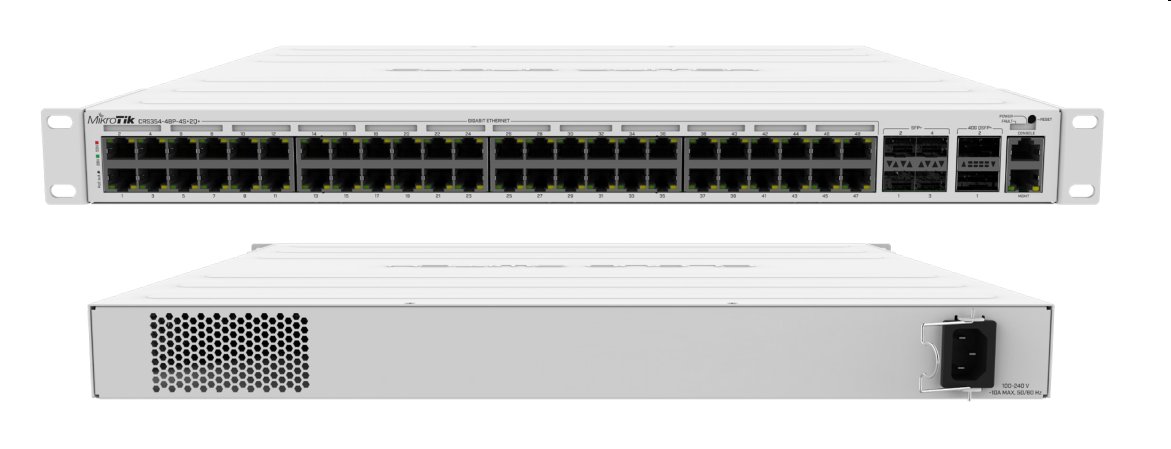 MIKROTIK RouterBOARD Cloud Router Switch CRS354-48P-4S+2Q+RM + L5 (650MHz; 64MB RAM; 48x GLAN POE; 4xSFP+; 2xQSFP+) rack CRS354-48P-4S+2Q+RM
