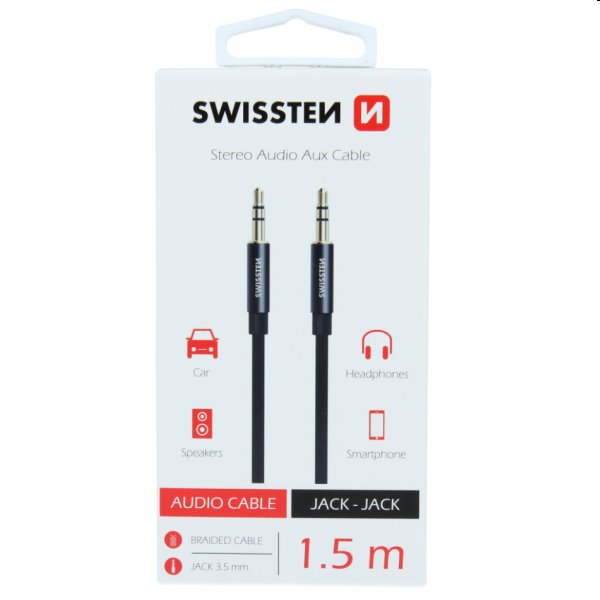 Audio adaptér Swissten Jack/Jack 1.5m, čierny