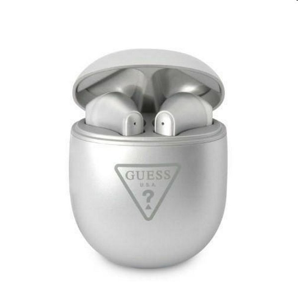 Guess True Wireless Triangle Logo Stereo Earphones, strieborné Guess True Wireless Triangle Logo Stereo Earphones, strieborné