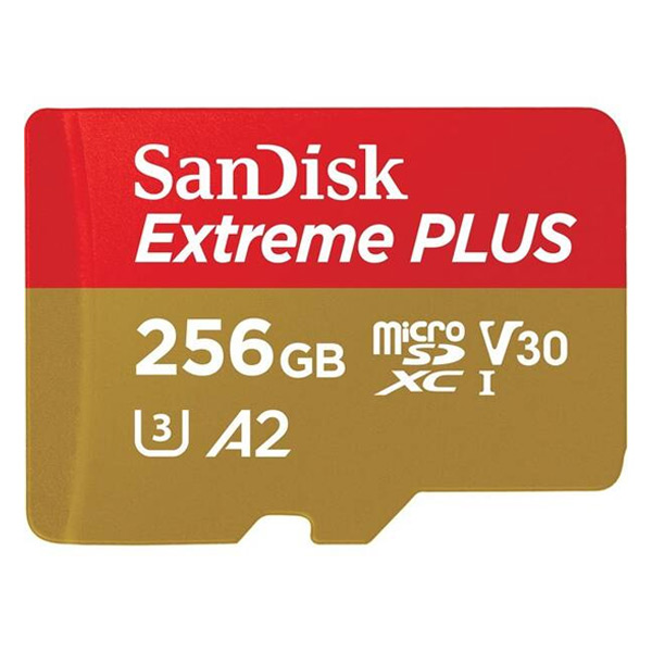 Karta SanDisk micro SDXC 256 GB Extreme PLUS (200 MB/s Class 10, UHS-I U3 V30) + adaptér