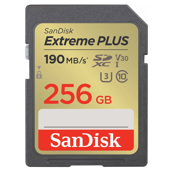SanDisk Extreme PLUS SDXC 256 GB 190 MBs V30 UHS-I SDSDXWV-256G-GNCIN
