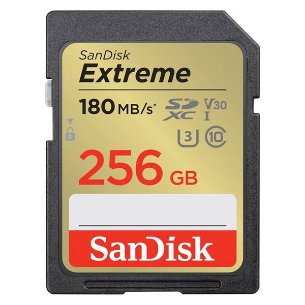 E-shop SanDisk Extreme SDXC 256 GB 180 MBs V30 UHS-I U3 SDSDXVV-256G-GNCIN