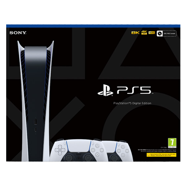 PlayStation 5 Digital Edition + PlayStation 5 DualSense Wireless Controller, black & white CFI-1216B