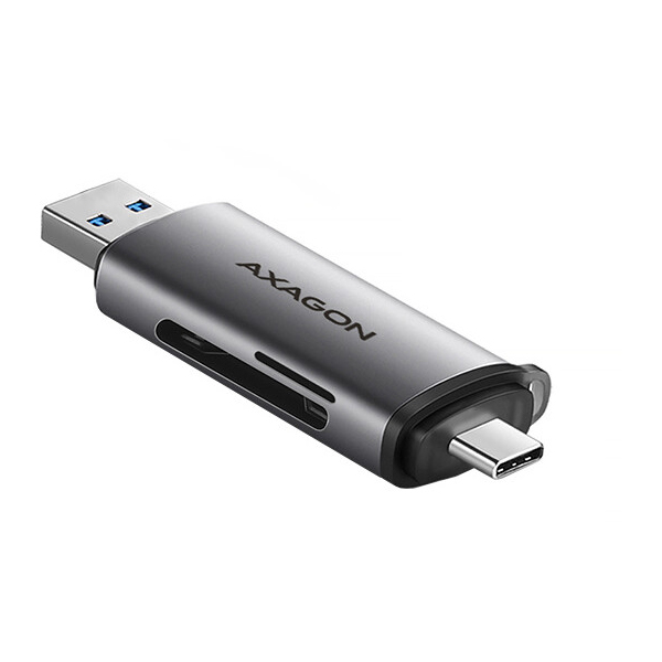 E-shop AXAGON CRE-SAC External USB 3.2 Gen1 Type-C+Type-A čítačka pamäťových kariet, 2 sloty SDmicroSD CRE-SAC