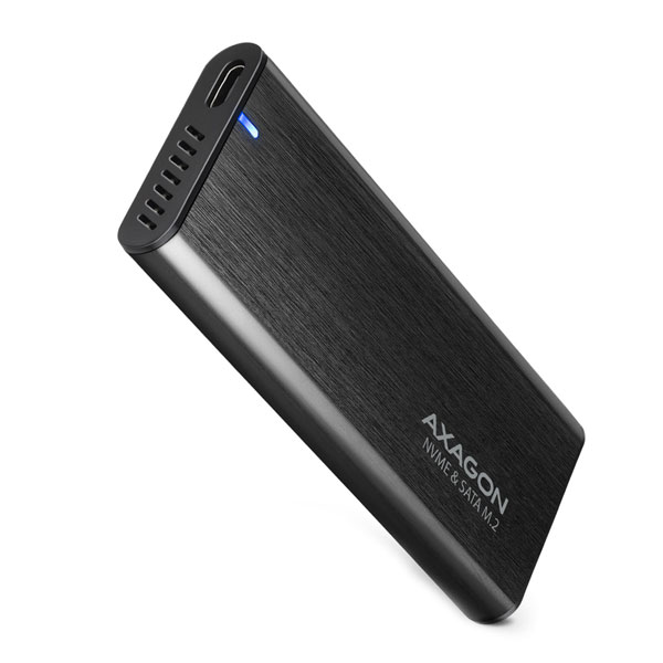 E-shop AXAGON EEM2-SB2 USB-C 3.2 Gen 2 - M.2 NVMe a SATA SSD kovový RAW box bez skrutiek, čierny EEM2-SB2