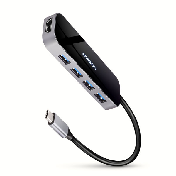 AXAGON HMC-6H4A 4x USB-A + HDMI, USB-C 3.2 Gen 1 hub, PD 100 W, 20 cm USB-C kábel