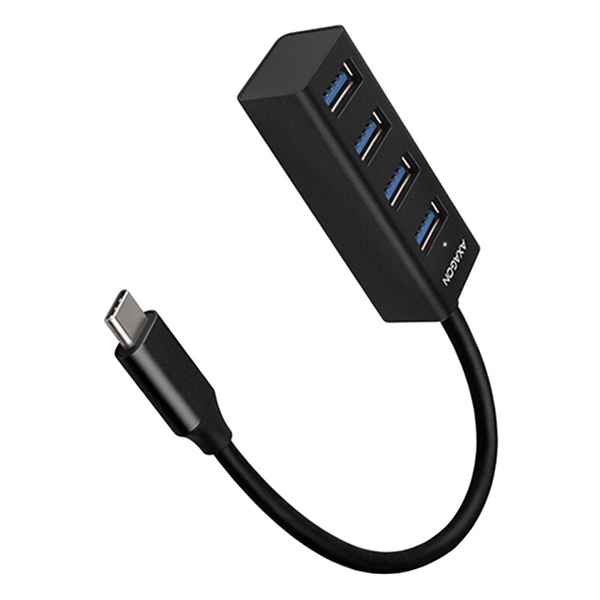 AXAGON HUE-M1C 4x USB3.2 Gen 1 MINI hub, kovový, 20 cm USB-C kábel