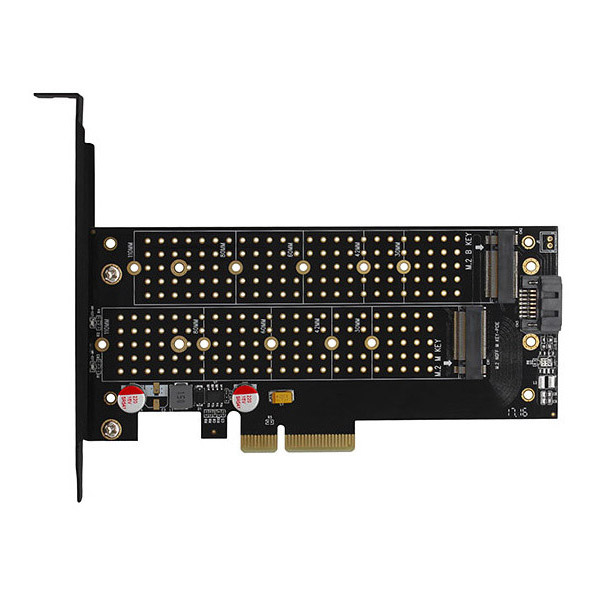 AXAGON PCEM2-D PCI-E 3.0 4x - DUAL M.2 SSD (NVMe + SATA), duálne napätie, až na 110 mm SSD PCEM2-D