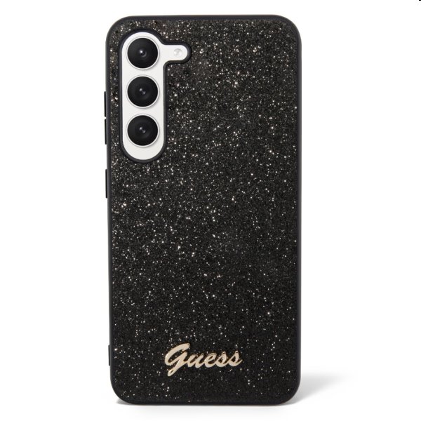 Zadný kryt Guess PCTPU Glitter Flakes Metal Logo pre Samsung Galaxy S23, čierna 57983112866