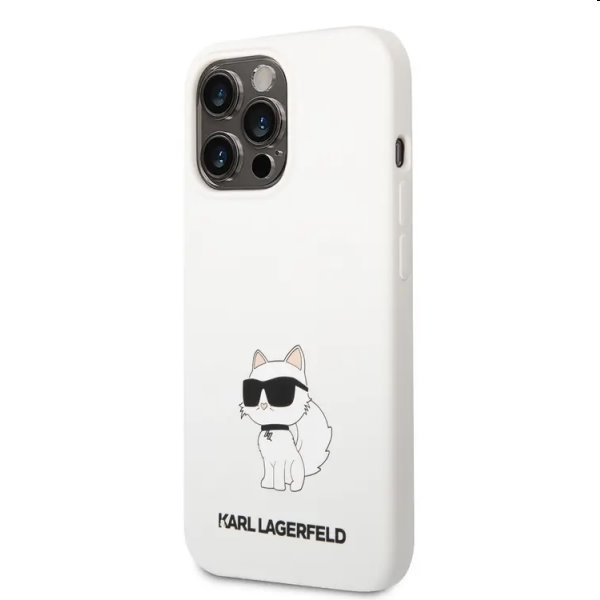 Zadný kryt Karl Lagerfeld Liquid Silicone Choupette NFT pre Apple iPhone 13 Pro, biela