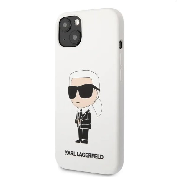 Zadný kryt Karl Lagerfeld Liquid Silicone Ikonik NFT pre Apple iPhone 13, biele