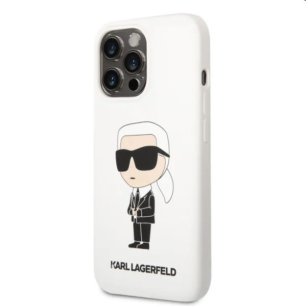 Zadný kryt Karl Lagerfeld Liquid Silicone Ikonik NFT pre Apple iPhone 13 Pro, biele