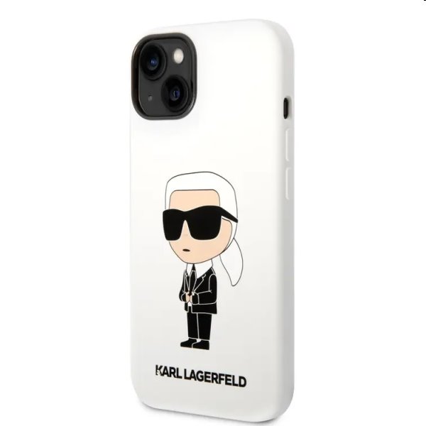 Zadný kryt Karl Lagerfeld Liquid Silicone Ikonik NFT pre Apple iPhone 14 Plus, biela