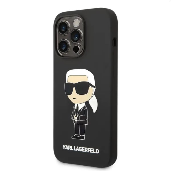 Zadný kryt Karl Lagerfeld Liquid Silicone Ikonik NFT pre Apple iPhone 14 Pro, čierna