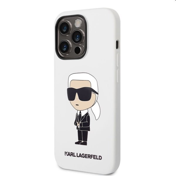 Zadný kryt Karl Lagerfeld Liquid Silicone Ikonik NFT pre Apple iPhone 14 Pro Max, biela