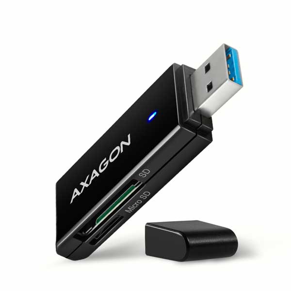 AXAGON CRE-S2N External SLIM čítačka pamäťových kariet, 2 sloty & lun SD/microSD