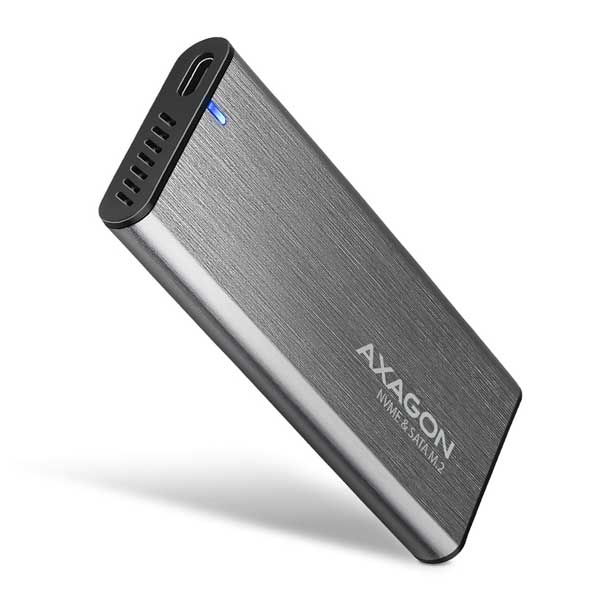 AXAGON EEM2-SG2 USB-C 3.2 Gen 2 - M.2 NVMe & SATA SSD RAW box bez skrutiek, strieborný EEM2-SG2