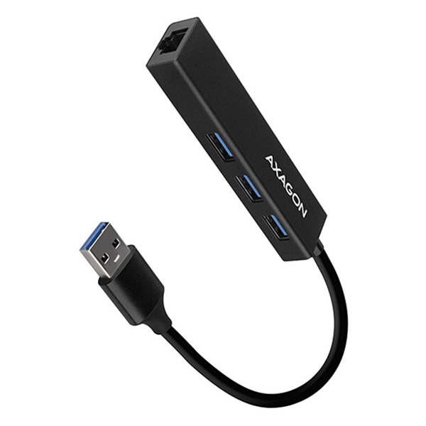 AXAGON HMA-GL3A 3x USB-A + GLAN, USB3.2 Gen 1 hub, metal, 20 cm USB-A kábel HMA-GL3A