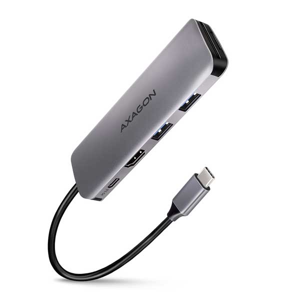 AXAGON HMC-5 2x USB-A, HDMI, SD/microSD, USB 3.2 Gen 1 hub, PD 100W, 20cm USB-C kábel, USB hub