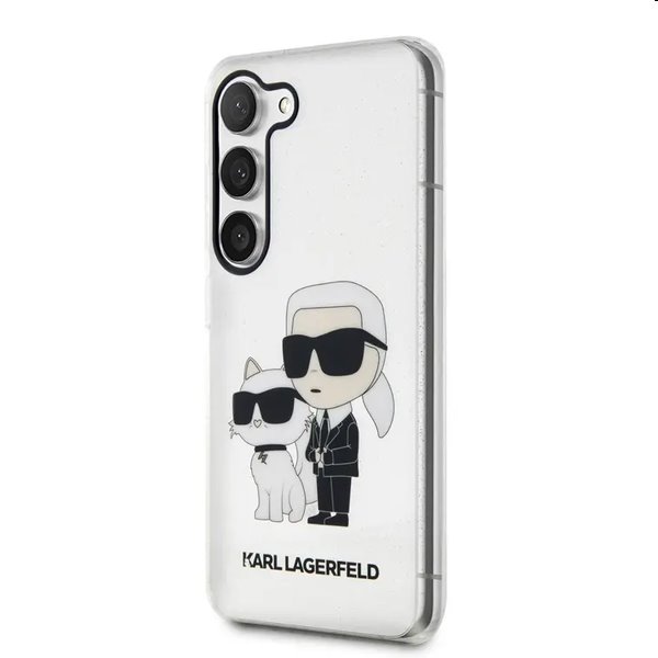 Zadný kryt Karl Lagerfeld IML Glitter Karl and Choupette NFT pre Samsung Galaxy S23, transparentná