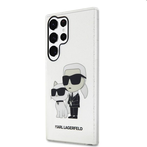 Zadný kryt Karl Lagerfeld IML Glitter Karl and Choupette NFT pre Samsung Galaxy S23 Ultra, transparentná