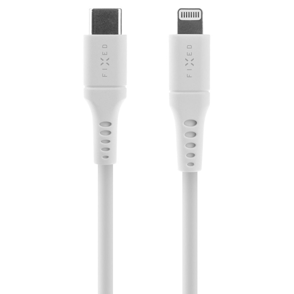 FIXED Dátový a nabíjací Liquid silicone kábel USB-CLightning MFi, PD, 0,5 m, biely FIXDLS-CL05-WH