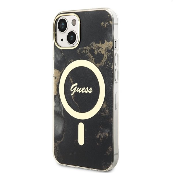 Zadný kryt Guess Marble IML MagSafe for Apple iPhone 14, čierna