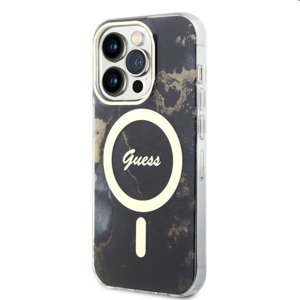 Zadný kryt Guess Marble IML MagSafe for Apple iPhone 14 Pro Max, čierna