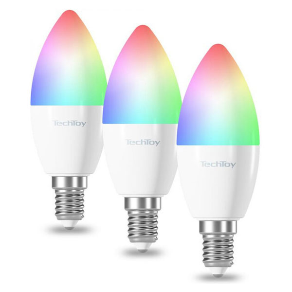 TechToySmart žiarovka RGB 6W E14 ZigBee, set 3 ks