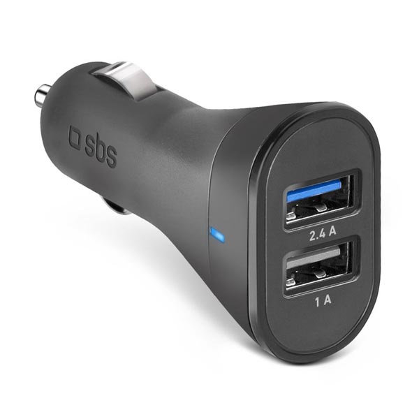SBS Autoadaptér Mini 2x USB, 2,4 A, 12/24V, čierna