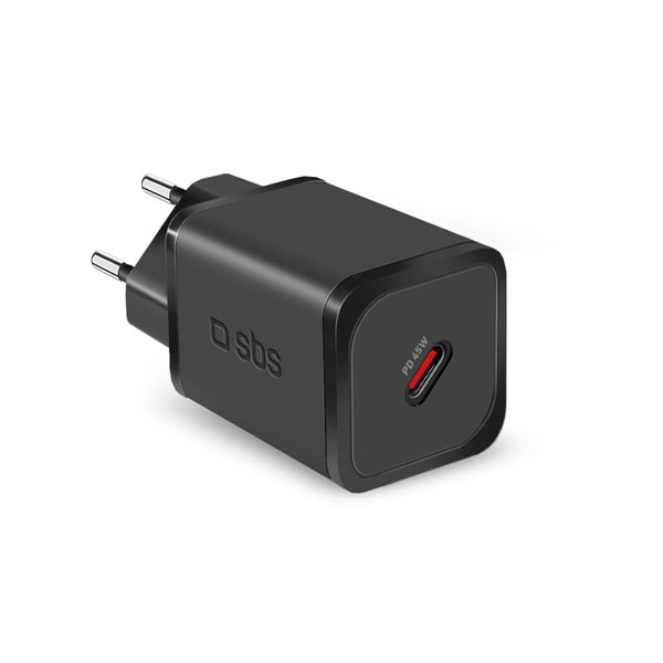 E-shop SBS Cestovný adaptér Mini USB-C, GaN, 45 W, PD, čierna TETRGAN1C45W