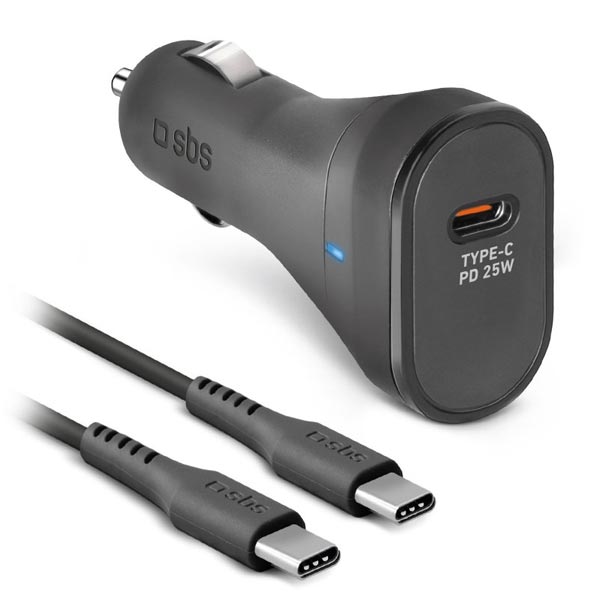 SBS Nabíjacia sada do auta USB-C, PD 25 W, čierna