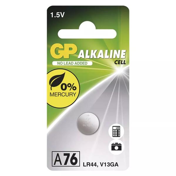 GP alkalická gombíková batéria A76F (LR44) 1BL