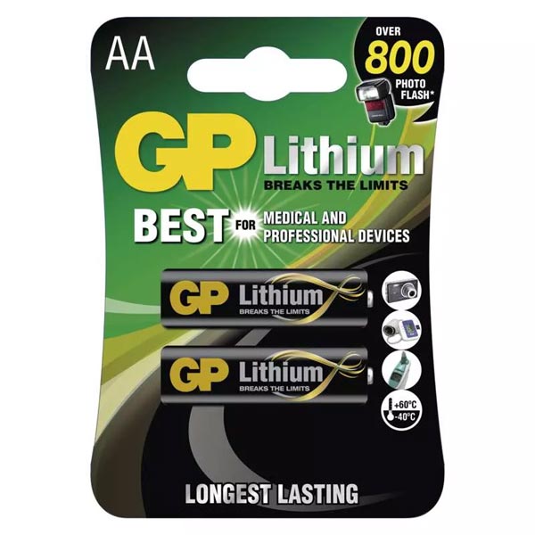 GP líthiová batéria AA (FR6), 2 kusy