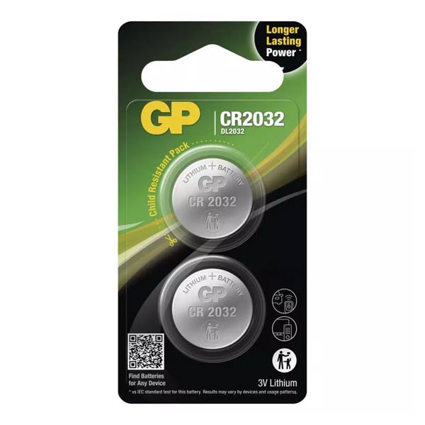 GP líthiová gombíková batéria CR2032 2BL, 2 kusy