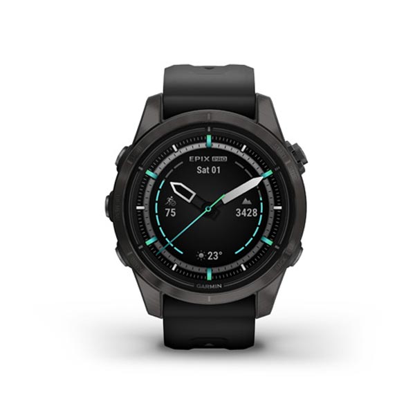 E-shop Garmin epix Pro (g2) Sapphire, 42mm, Carbon Grey DLC Titanium, Black band 010-02802-15