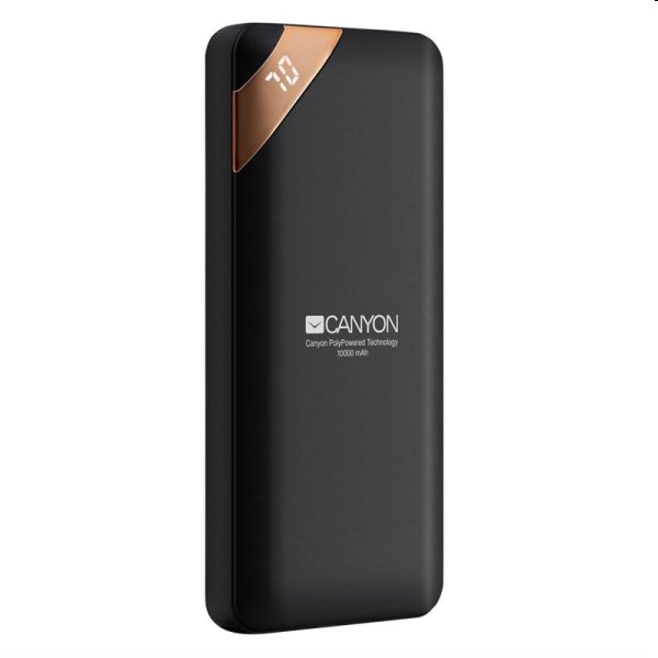 Powerbanka Canyon with display USB-C 10000 mAh, čierna - OPENBOX (Rozbalený tovar s plnou zárukou)