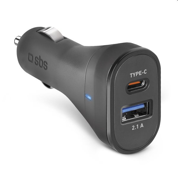 SBS Autoadaptér USB/USB-C, 2,1 A/3,1 A, čierna