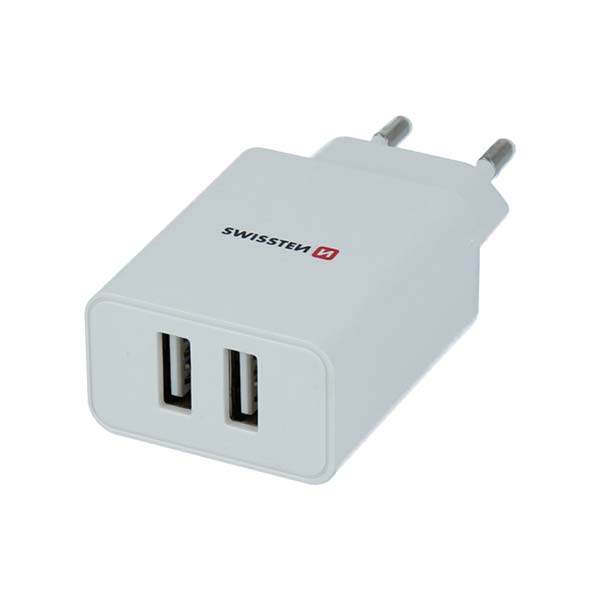 Sieťový Adaptér Swissten Smart IC 2 x USB 2,1A a Dátový kábel USB  Lightning MFi 1,2 m, biela 22055000