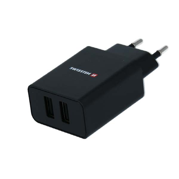 Sieťový Adaptér Swissten Smart IC 2 x USB 2,1A Power a Dátový kábel USB  Lightning MFi 1,2 m, čierna 22056000