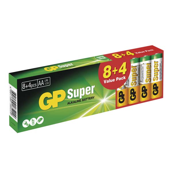 E-shop GP alkalická batéria SUPER AA (LR6) 8+4DB B1320T2